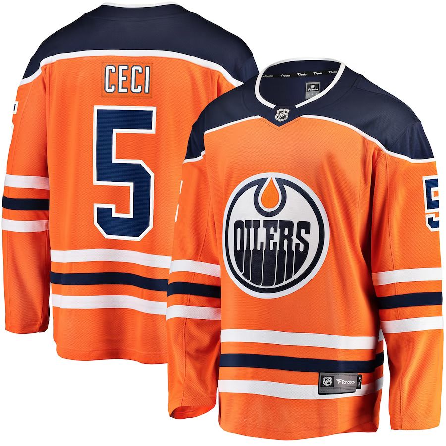 Men Edmonton Oilers 5 Cody Ceci Fanatics Branded Orange Home Breakaway Player NHL Jersey